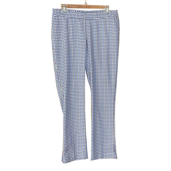 Peace of Cloth Brie Pull-on Pants Size M Blue Multi Check Pockets Ankle Straight - Picture 2 of 5